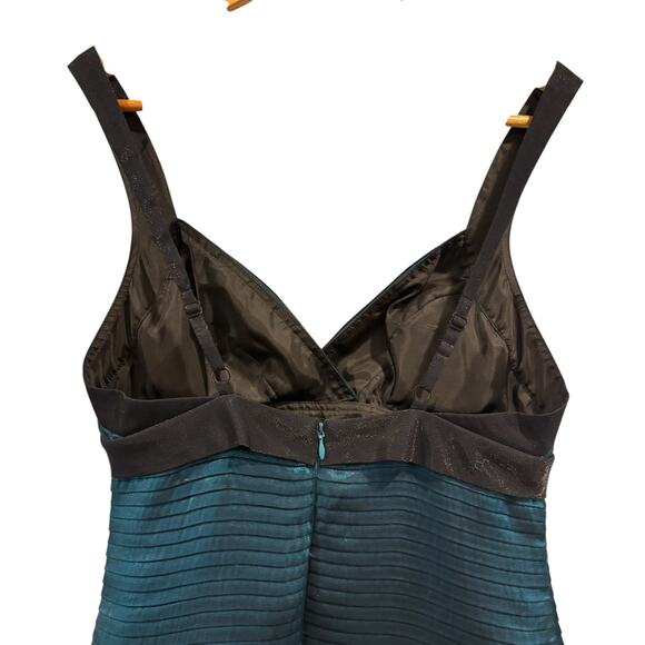 Y2K iridescent pleated body con dress dark blue, Size Small - Picture 4 of 8